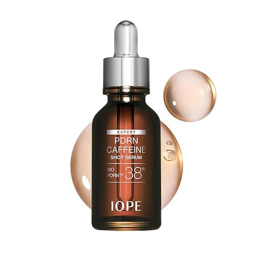 IOPE Expert PDRN Caffeine Shot Serum - Anti-Aging Face Serum to Visibly Depuff, Smooth, and Rejuvenate Tired Skin - With BIO-PDRN and Caffeine - Fast-Absorbing Texture - 1.01 fl. oz.