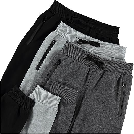 PURE CHAMP 3Pk Boys Sweatpants Fleece Athletic Workout Kids Clothes Boys Joggers with Zipper Pocket and Drawstring Size 4-20 hover
