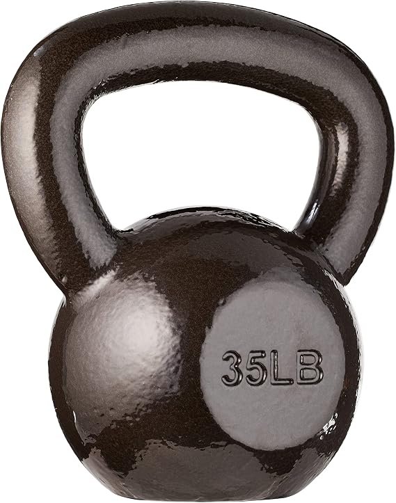 Amazon Basics Cast Iron Kettlebell for Strength Training, Textured Wide Handle, Black