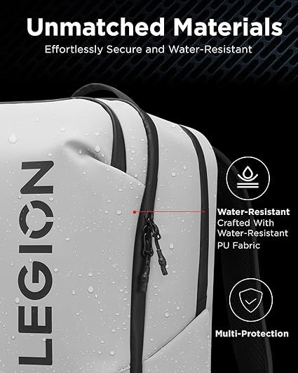 Lenovo Legion Gaming Laptop Backpack GB800, 21L Capacity, Fits 17-inch Laptops, Water Resistant, Three Main Compartments & 19 Specialiized Pockets, Light Grey hover