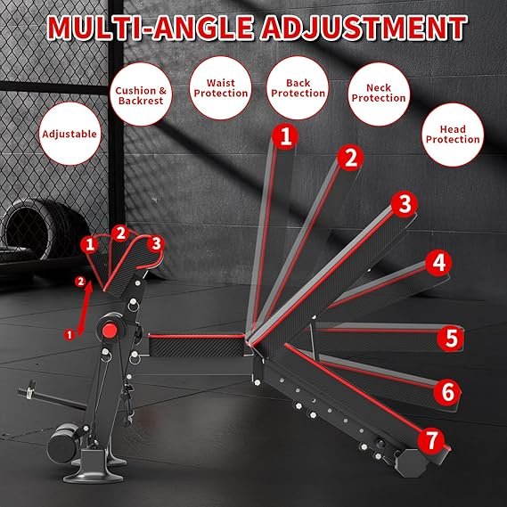 K KiNGKANG Adjustable Weight Bench, Foldable Home Gym, 1050lbs Capacity | Heavy-duty steel frame, 1050lbs max load, 8-level backrest adjustment, no assembly required, compact foldable design hover
