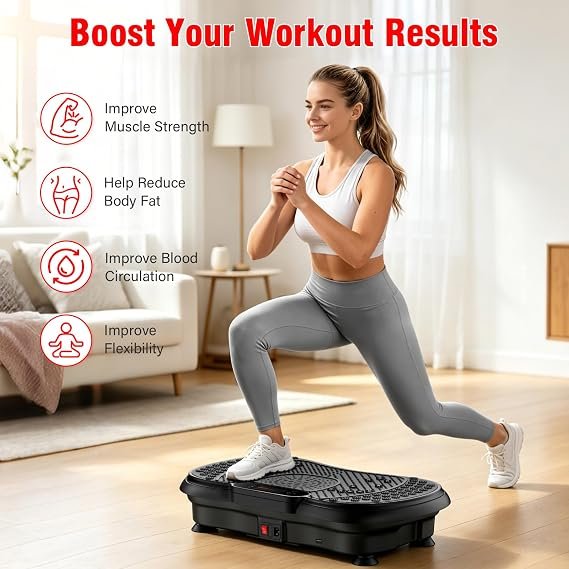 Vibrating Plate for Lymphatic Drainage Vibration Plates Exercise Machine | Whole Body Shake Fitness Platform with Resistance Bands for Home Office Gym Weight Loss Fat Burner - High-Power 450 Lbs 35 dB hover