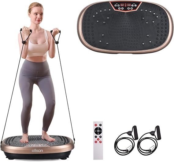 EILISON FitMaxx 3D XL Vibration Plate Exercise Machine - Whole Body Workout Vibration Platform w/Loop Bands - Lymphatic Drainage Machine for Weight Loss, Shaping, Recovery