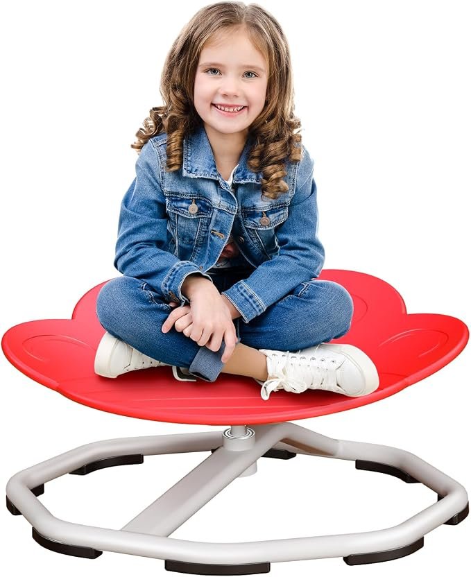 Qusases Sensory Swivel Chairs for Kids, Spinning Chair for Autistic Kids, Sit and Spin Sensory Toys, Training Body Coordination, Autism ADHD Chairs Indoor Outdoor Play Equipment (Red)