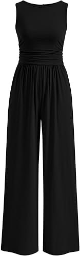 PRETTYGARDEN Jumpsuits for Women Dressy Casual Romper Vacation Outfits 2026 | Crewneck, Wide Leg Jumpsuits, Cute Jumpers, Business Casual, Date Night, Summer One Piece Teacher Outfits