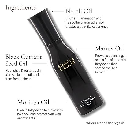Angela Caglia Neroli Cleansing Oil - Makeup Remover & Face Cleanser with Lipid-Lock Technology - Organic Moringa, Marula, Black Currant & Neroli Oils - Soothing Hydration & Barrier Support hover