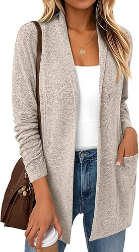 LILLUSORY Cardigan Sweaters for Women Lightweight Cardigans Fall Outfits | Open Front Long Cardigan with Pockets, Business Casual Outfits, Airport Travel Outfits, Teacher Outfits, 2026 Fall Fashion