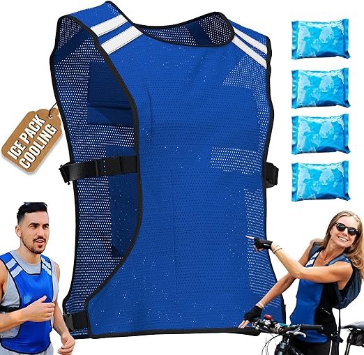 Cooling Vest with 8 Ice Packs - Heat Relief Vest for Men & Women