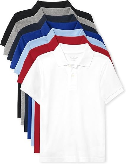 The Children's Place Boys' Short Sleeve Pique Polo, 7 Pack