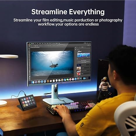15-Key LCD Macro Keyboard, Customizable Stream Controller with Programmable Shortcut Keys for OBS, Twitch, YouTube, Zoom, Photoshop – All-in-One Productivity Control Pad for PC & Mac hover