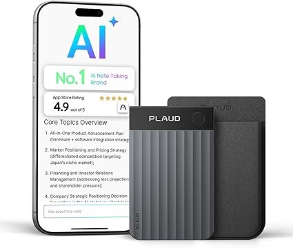 Plaud Note Pro AI Voice Recorder, Transcribe & Summarize with AI Note Taker for Meetings & Calls, Professionals & Teams, Supports 112 Languages, Ultra-Slim, InstantView Display, Case Included, Black | AI Note Taker for Professionals & Teams, Productivity, 112 Languages, Ultra-Slim, InstantView Display, Case Included, Black