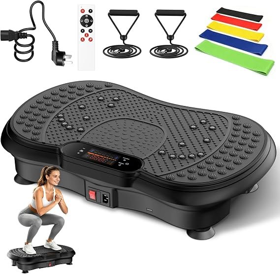 Vibrating Plate for Lymphatic Drainage Vibration Plates Exercise Machine | Whole Body Shake Fitness Platform with Resistance Bands for Home Office Gym Weight Loss Fat Burner - High-Power 450 Lbs 35 dB